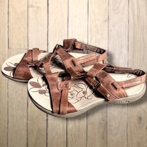 Women's Size 8 MERRELL Bracken Brown Leather Strappy Leather Camping Shoes EUC